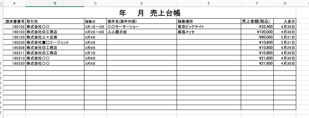 売上台帳の書き方は エクセルや手書きの場合も解説 持続化給付金 家賃支援給付金対応 白い旅人ブログ